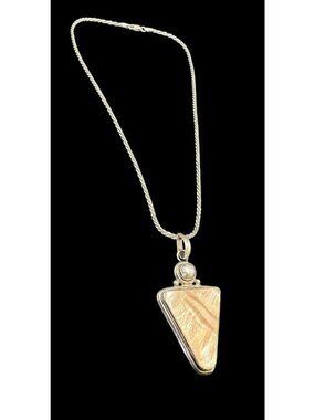 Signed 925 MD Modernist Pendant Mother Of Pearl Italy Chain Necklace